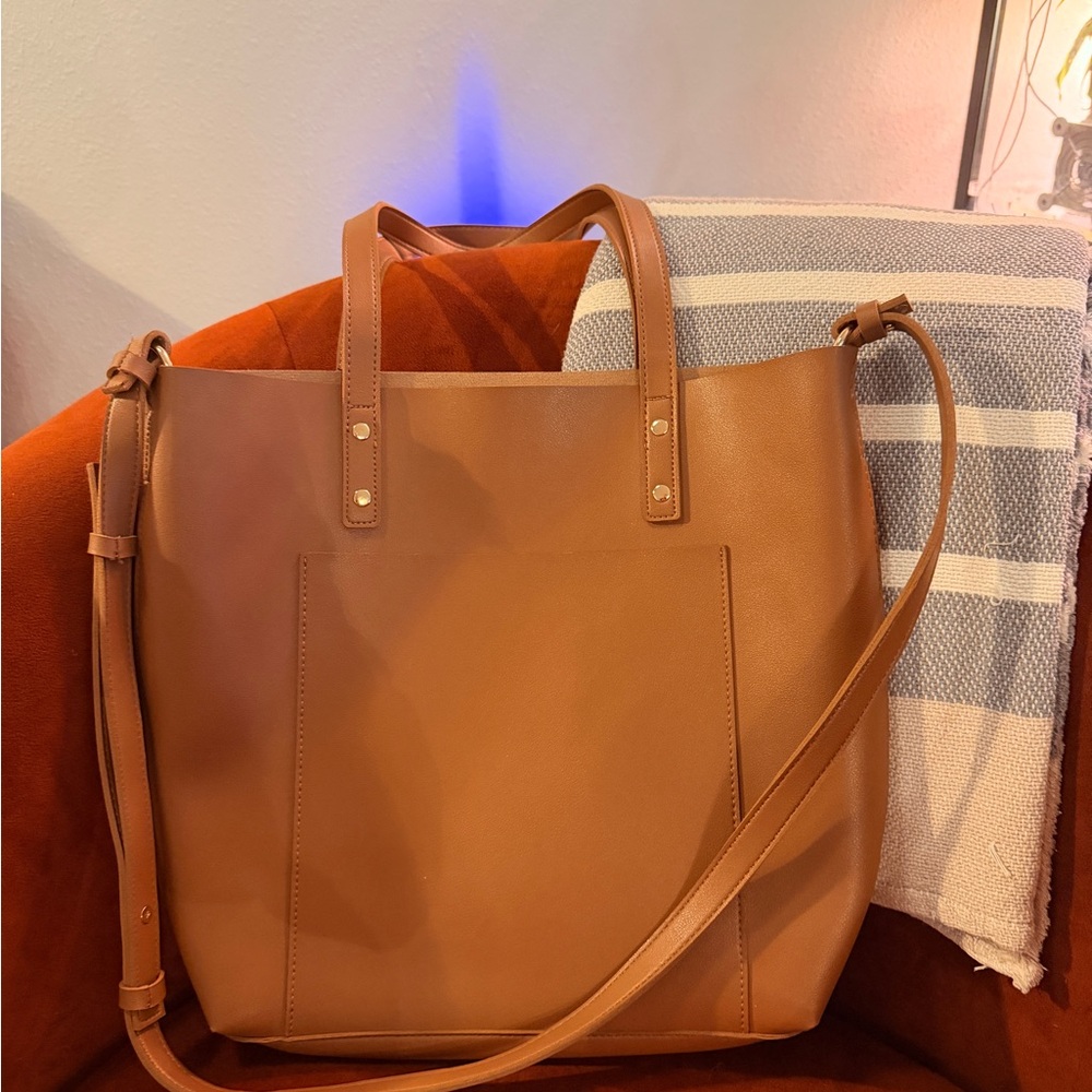 Henny + Lev Tan Leather Tote Bag